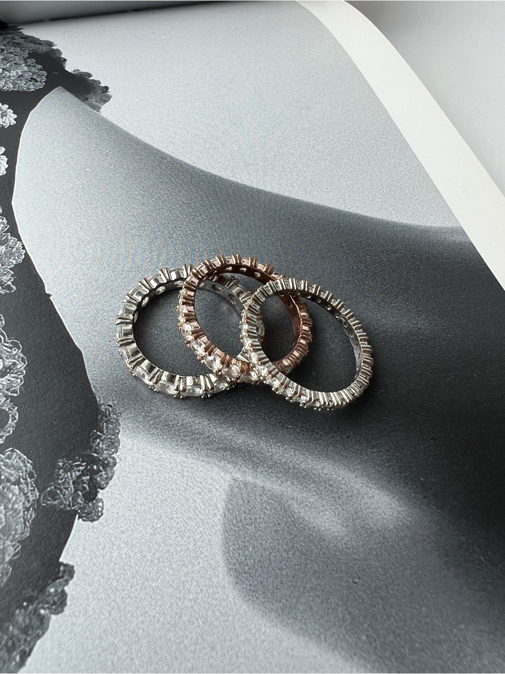 Diamond Stud Eternity Bands Stackable Rings - Picture 3 of 7